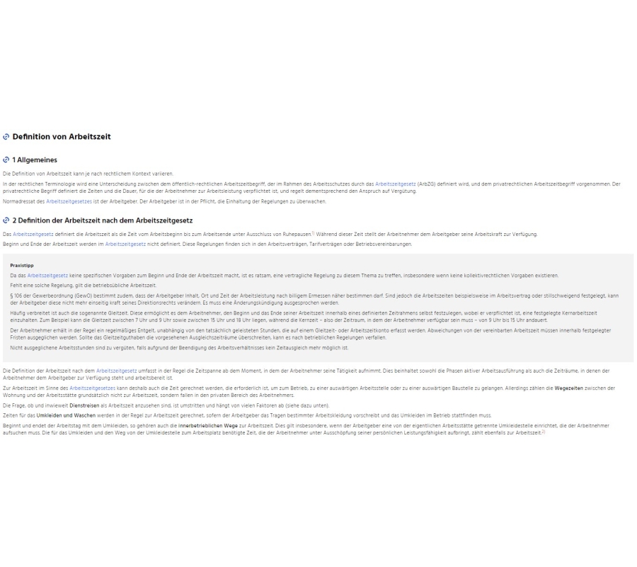 Definition von Arbeitszeit